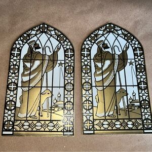 Vintage Gold and Black Stained Glass Christmas Cards